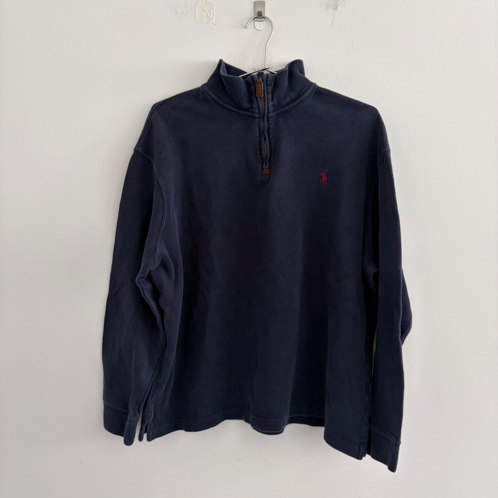 Polo Ralph Lauren Mens XL Navy Blue Quarter Zip Pullover Sweater